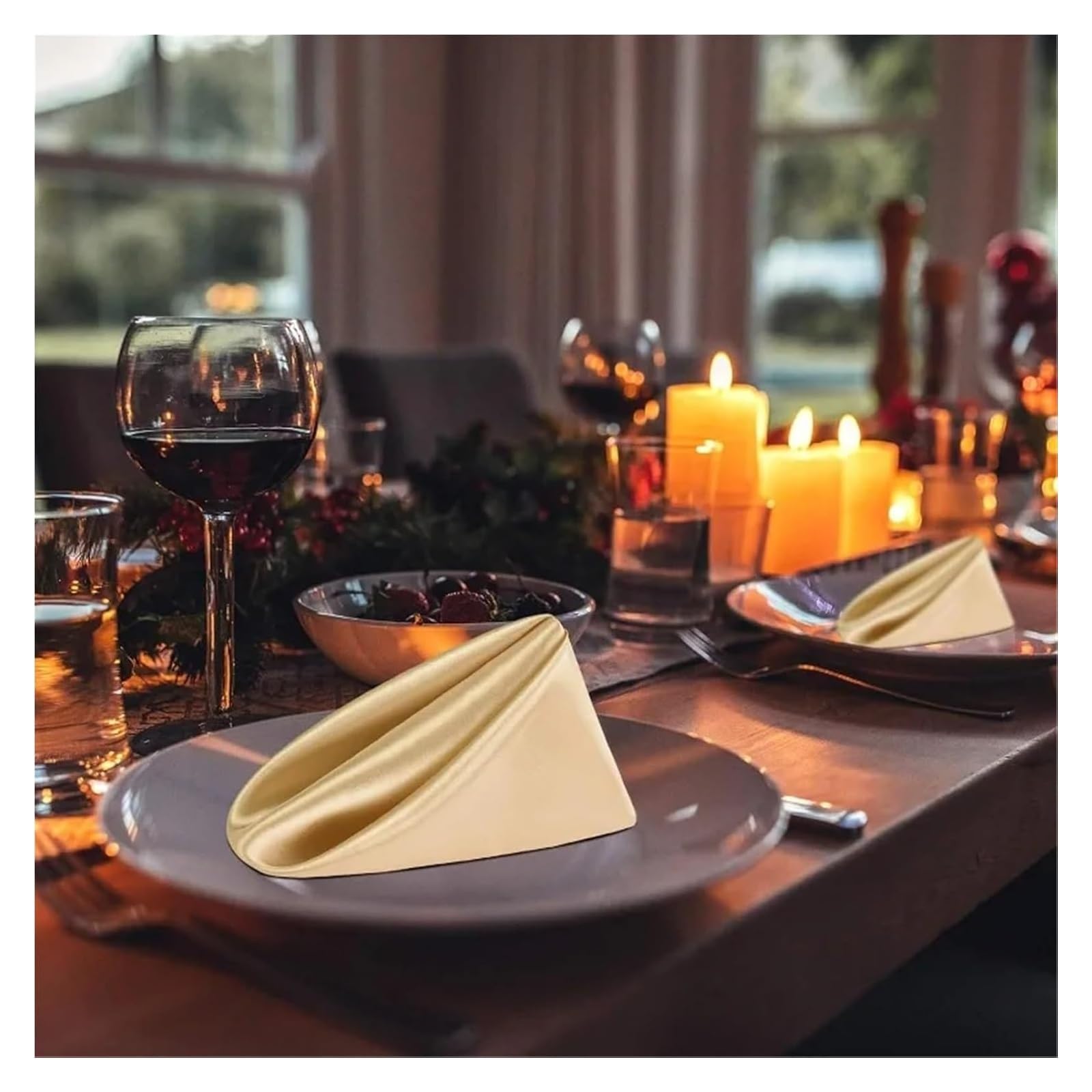 Napoles de Tela de algodón, Servilletas de Mesa 50 Piezas 30x30 cm satén Cuadrado Multicolor Lavable decoración del Banquete Boda(50pcs-White)