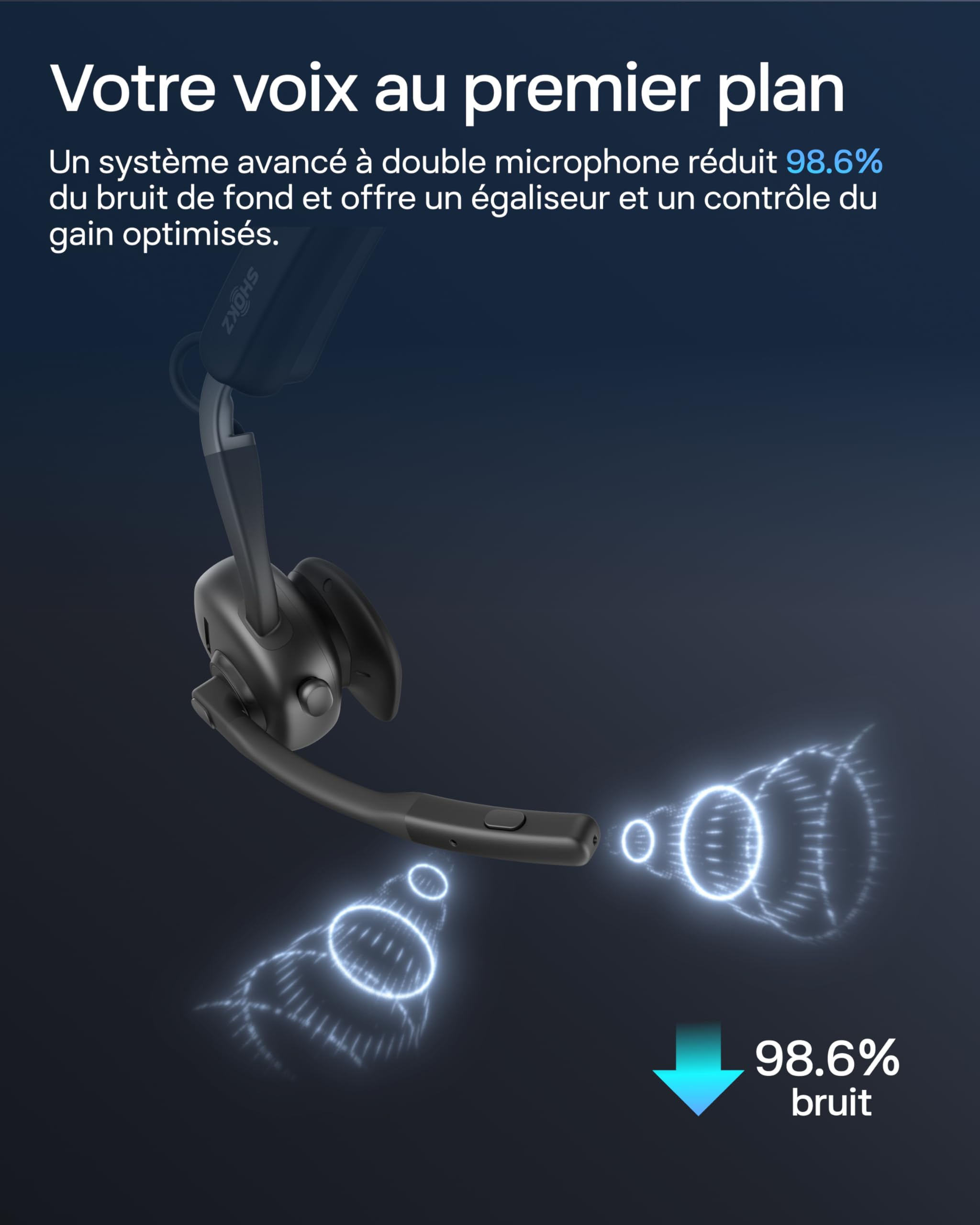 SHOKZ OpenMeet Casque à Conduction osseuse, autonomie 15 h d’autonomie