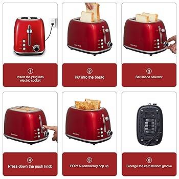 Amazon.com: Roter Mond 2 Slice Toaster Retro Stainless Steel