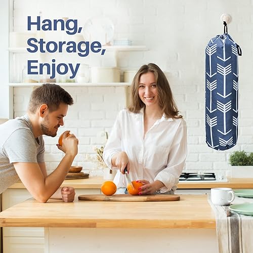 Miniatura 7 de TOGETRUE Soporte para bolsas de plástico, soporte de pared grande para almacenamiento de bolsas de plástico, dispensadores de bolsas de compras