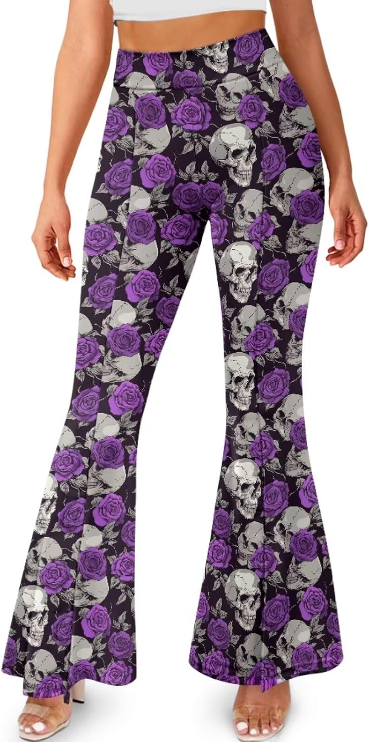 Yoga Pants Womens Flared Leggings Slit Hem High Waist Bootcut Pants Workout Bootleg Pants Plus Size Workout Trousers