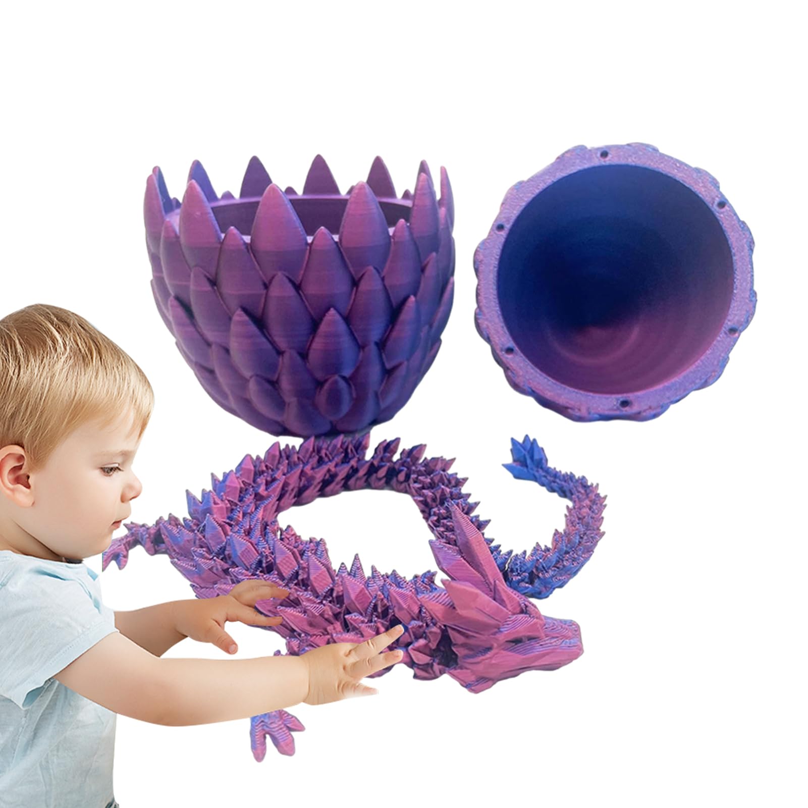 4PCS Œufs De Dragon 3D Avec Dragon Articulé à L'Intérieur - Jouet Fidget Imprimé 3D