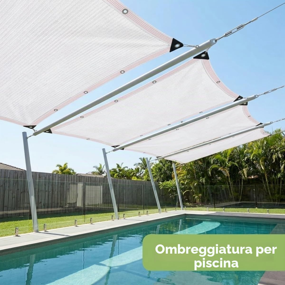 90% Rete Ombreggiante Telo Esterno Con Occhielli, Rete Antigrandine FrangivistaBalcone Resistente Ai Raggi UV, Vela Ombreggiante Traspirante Robusta, Per Giardino Pergola Cortile(5X5M)