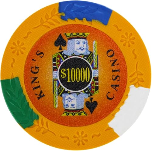 Vista 27 de Brybelly King's Casino Premium - Fichas de póquer de 0.49 oz, compuesto de arcilla pesada – Paquete de 50 $10 azul
