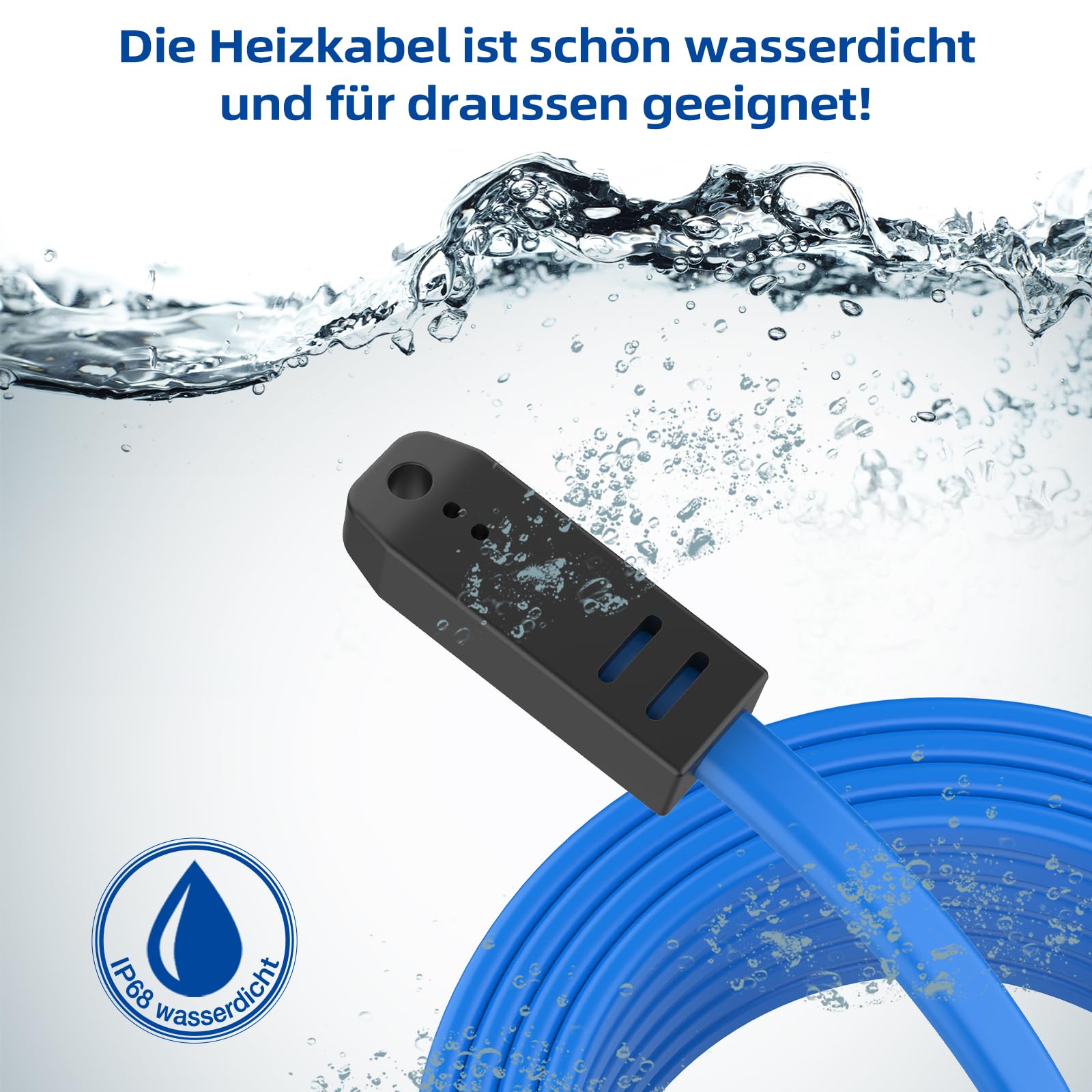 1-6M Frostschutz Heizkabel, selbstregulierend mit Thermostat, Wasserfest, für Wasserleitung, Rohrbegleitheizung, Dachrinnenheizung und Pflanzenheizung, VDE-zertifiziert, Spannung 230V(6M)