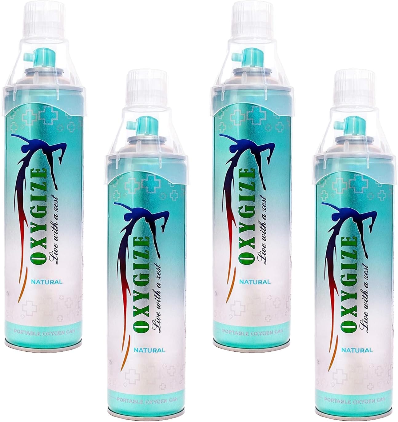 Portable 40L Natural Oxygen Canister with Protective Mask โ Pack of 4 (Each 10L, Approx. 150 Breaths) โ Boost Immunity, Air Pollution Relief, Sports Recovery, Hangover Cure & Stress Relief