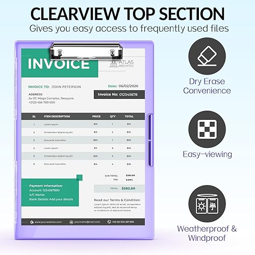 Miniatura 2 de Sooez Portapapeles con almacenamiento, tableros de clip resistentes de 8.5 x 11 pulgadas con doble almacenamiento, portapapeles de plástico de