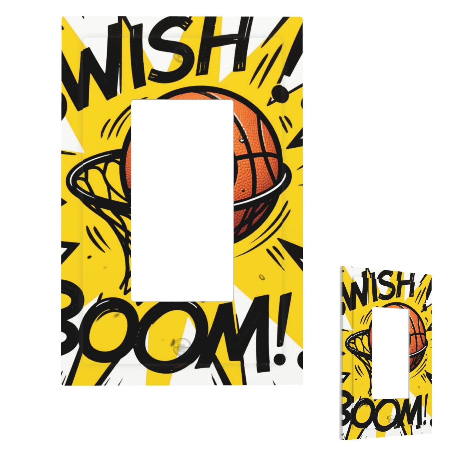 Basketball Wall Plate Cover Modern Decorative 1 Gang Light Switch Cover Unbreakable Receptacle Outlet Covers For Living Room Bedroom Home Decor 1 Gang