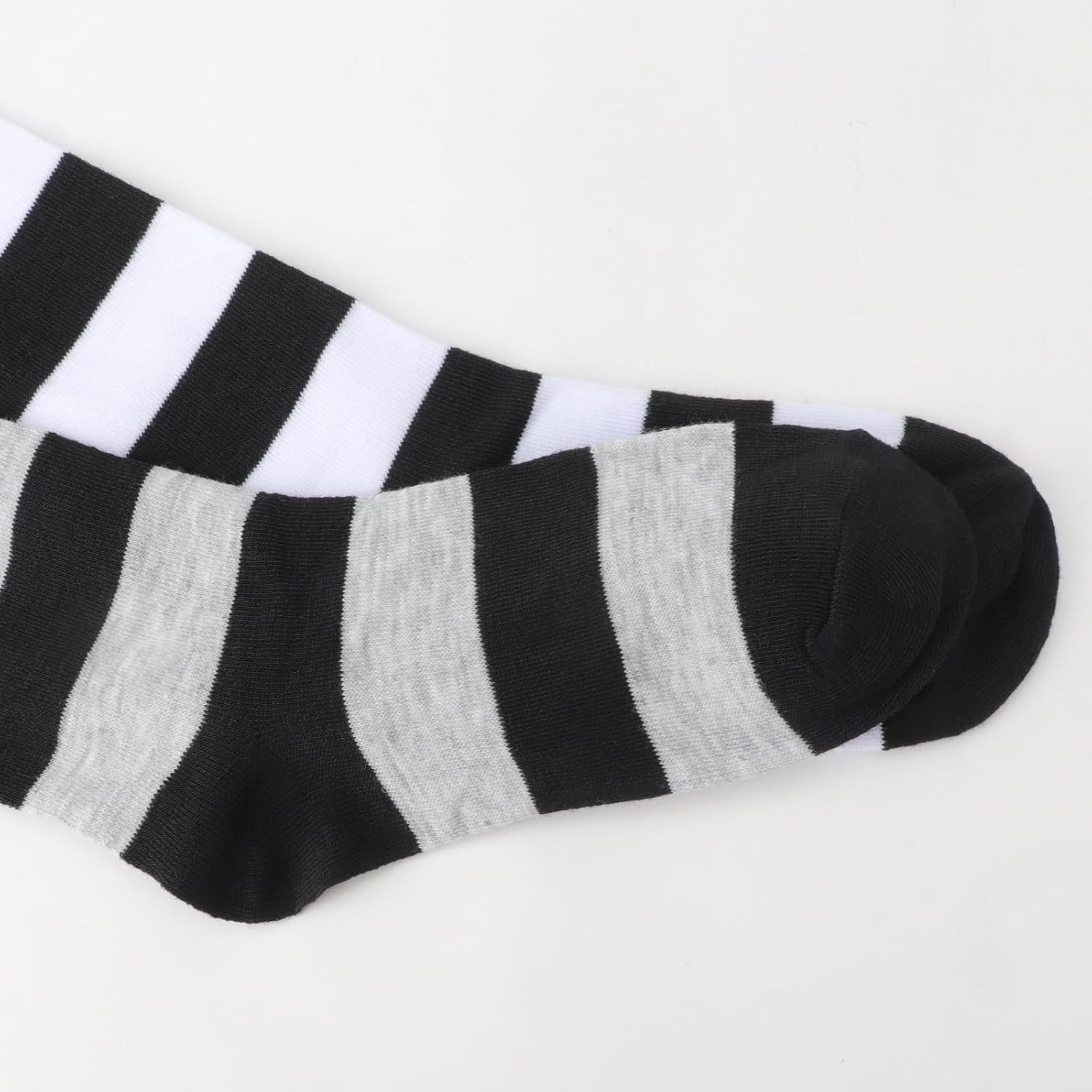 DRESHOW 6 Pairs High Thigh Socks Striped Over Knee Thin Tights Long Stocking for Women Leg Warmer