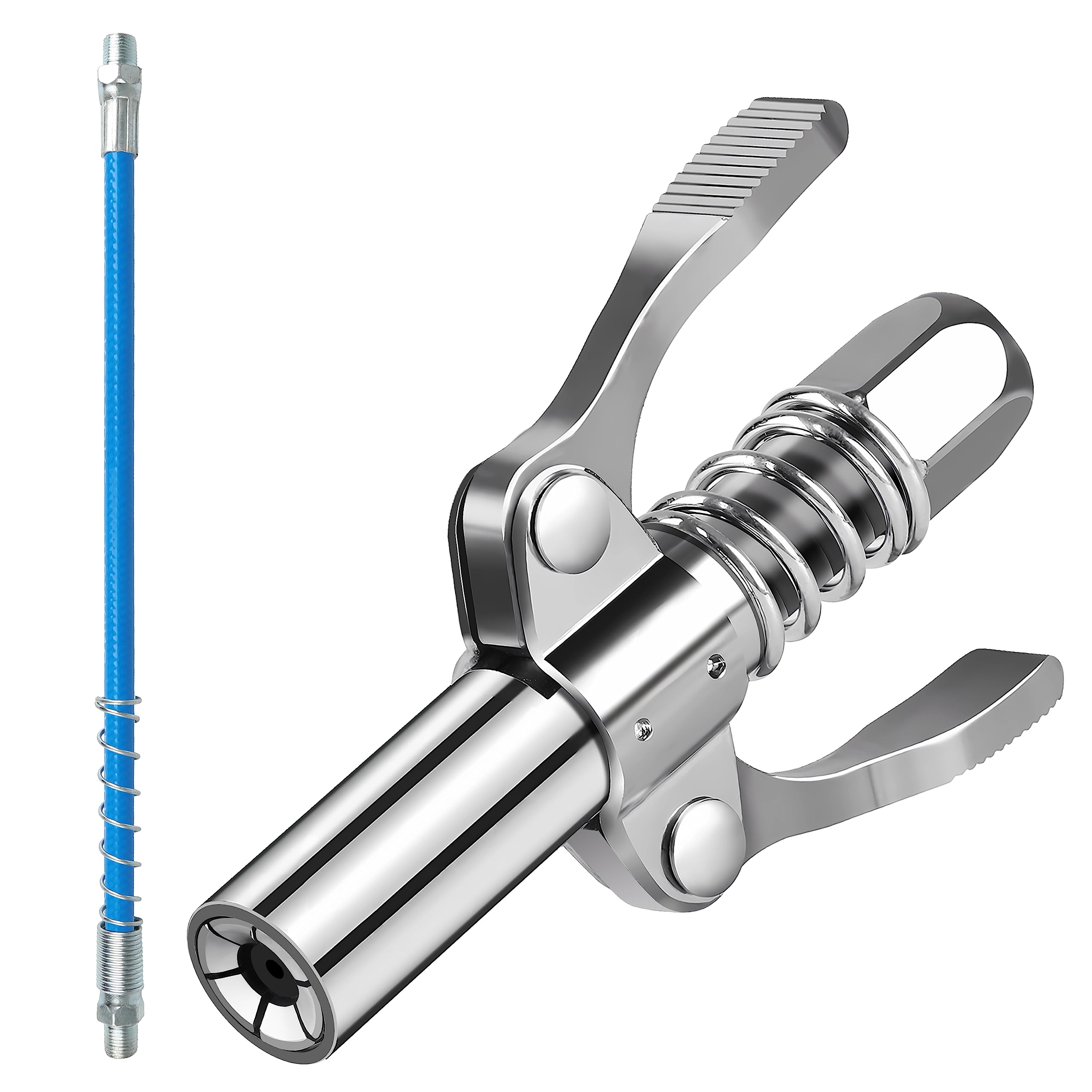 Fettpresse Mundstück, Fettpresse Für Schmiernippel, 10000 PSI Doppelgriff G Coupler für Fettpresse mit 30cm Schlauch, Verriegelungszange Fettpresse Kupplung Passend für Standard M6/M8/M10/M12/M14