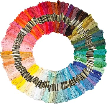 Embroidery Thread 100 Skeins Embroidery Floss Rainbow Colors Multicolor Yarn Cotton Thread for Cross Stitch Friendship Bracelet String 1, 100 Colors