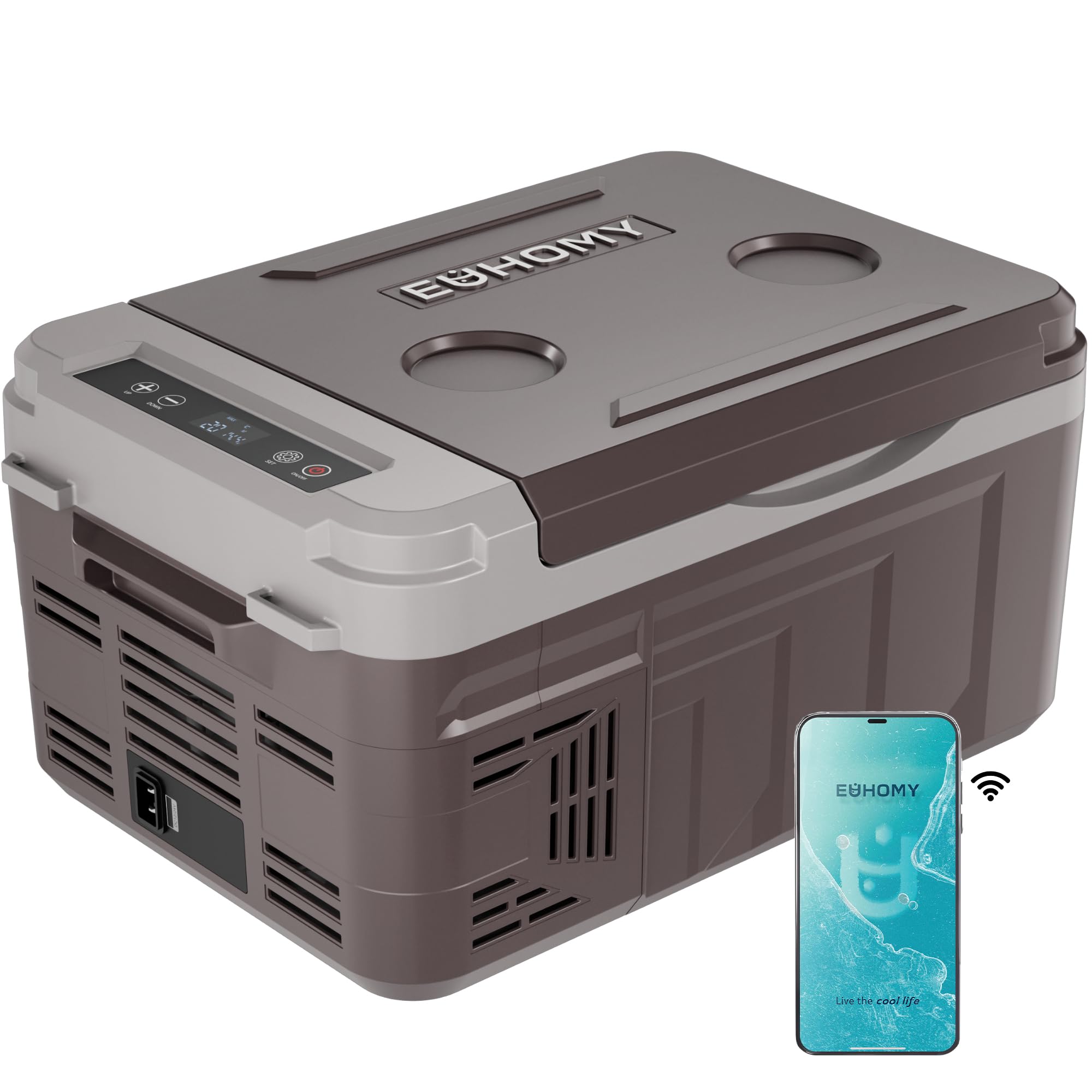 EUHOMY 12 Volt Refrigerator, 11 Quart (10L) Compressor Electric Cooler APP Control, Car Fridge 12/24V DC & 120-240V AC, Car Refrigerator -4?~68?, Portable Freezer for RV, Camping, Travel