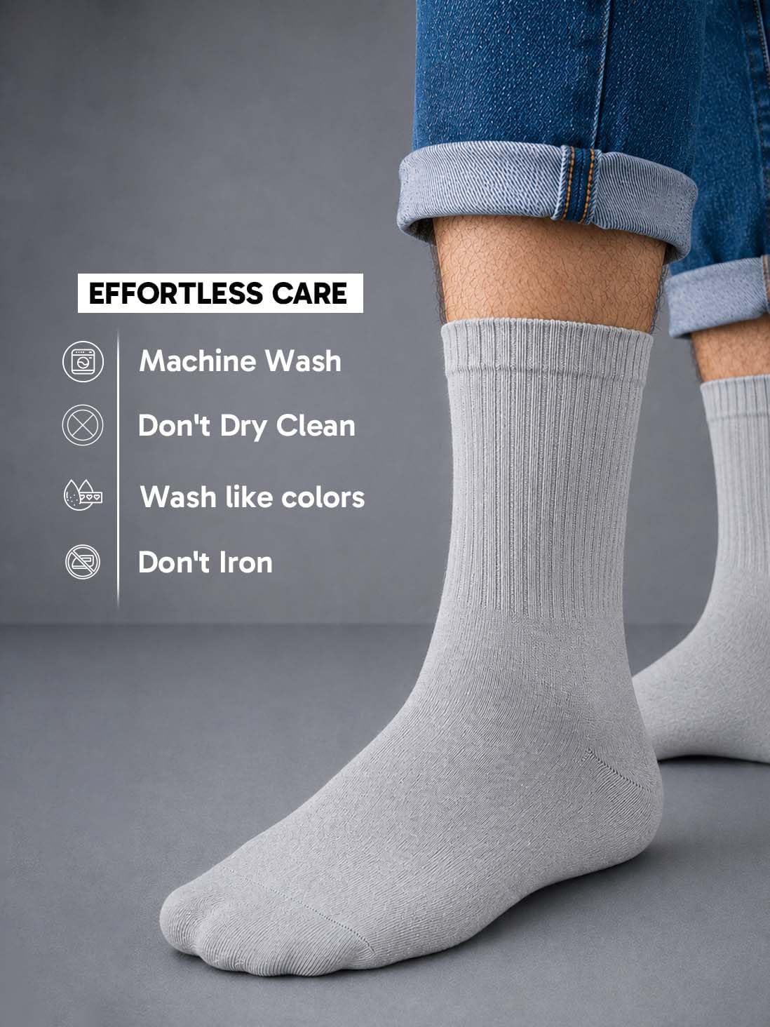 Mr. cotton 6-Pack Cushioned Crew Socks for Men, Breathable Stretch Fit