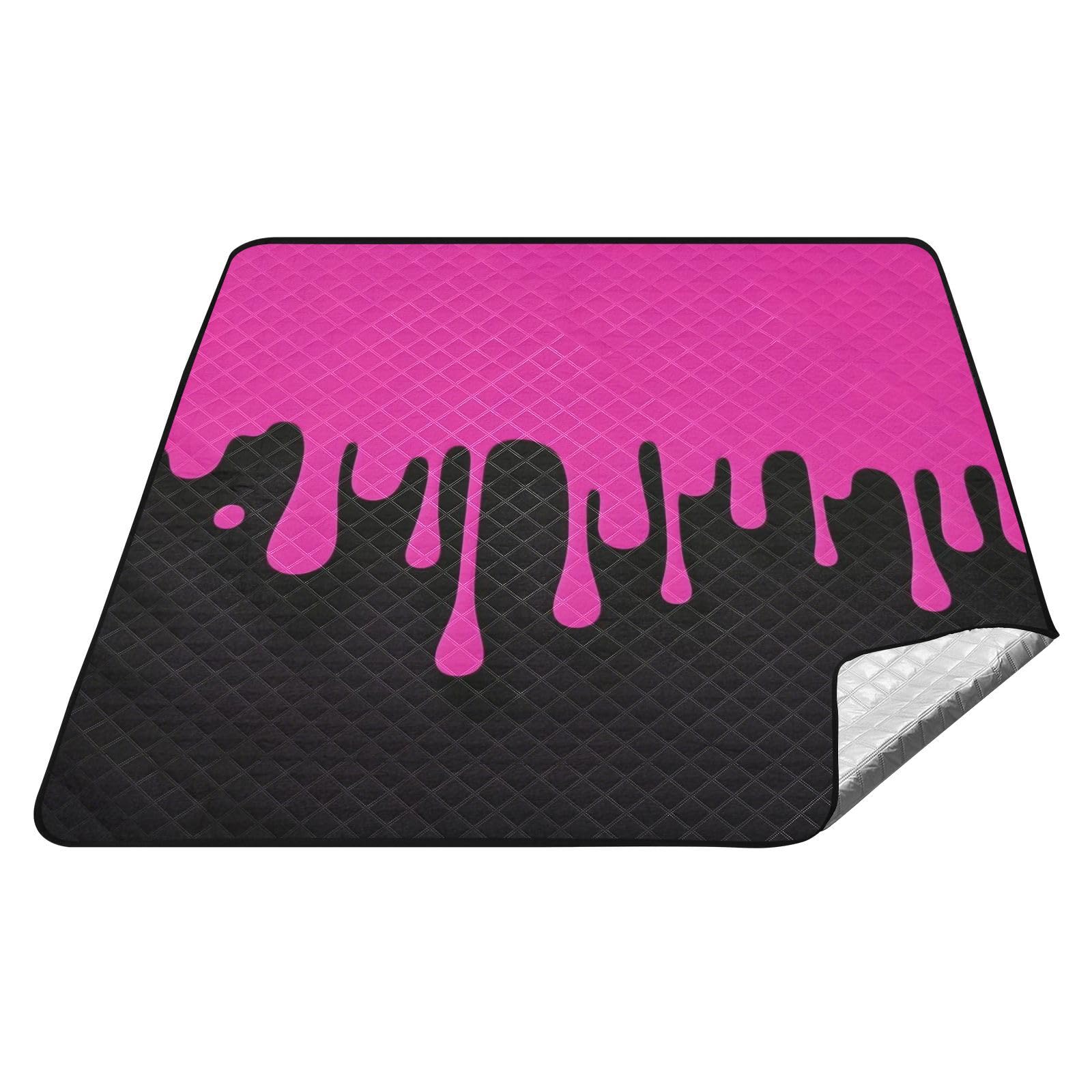 Moda Street Graffiti Pintura Rosa Negro Impermeable Picnic Accesorios XXL Picnic Playa Picnic Picnic para Adultos Concierto Manta para Picnic y Playa