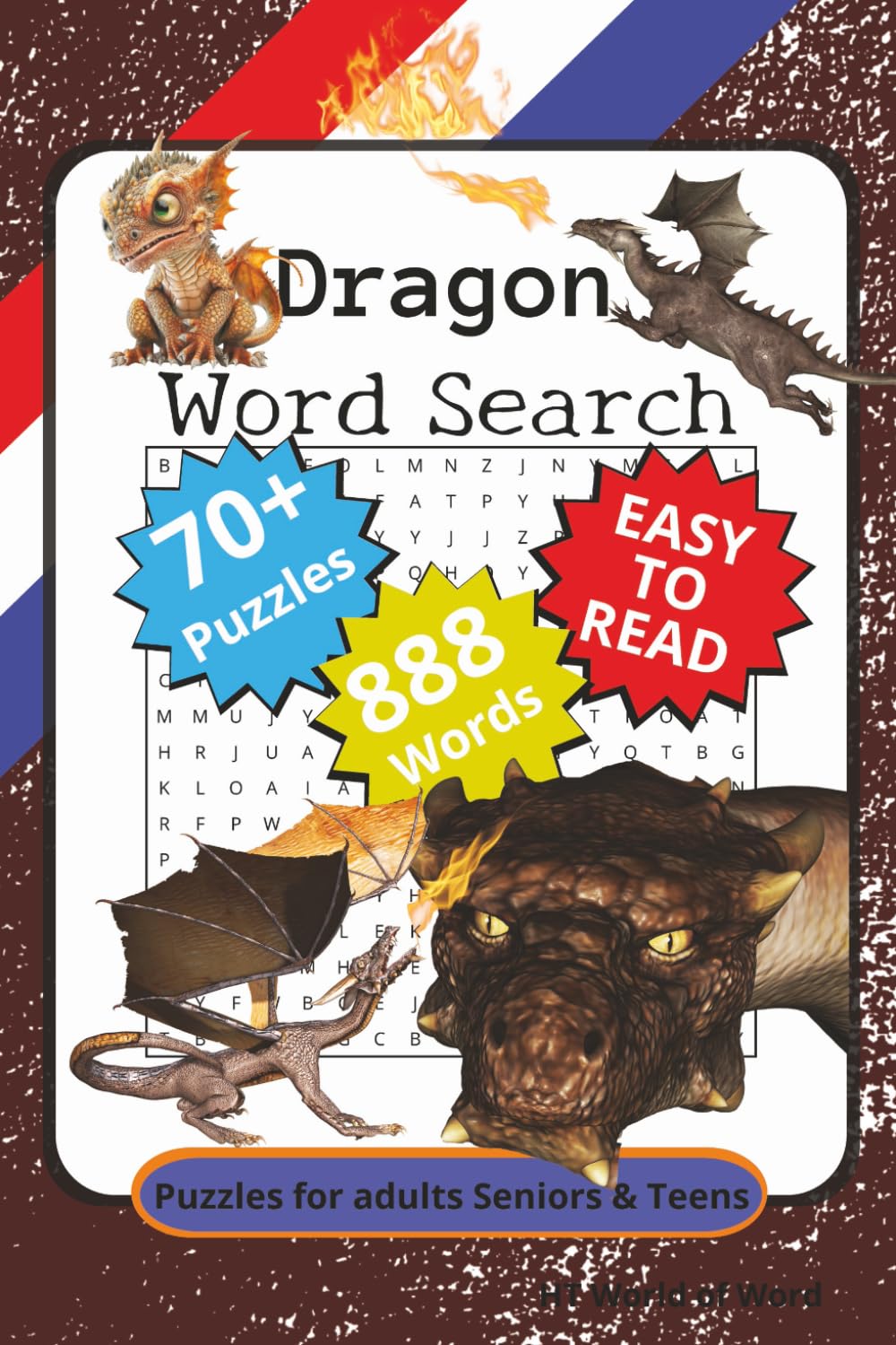 Dragon Word Search: 70+ Word Search Puzzles with Easy to Read Print about Dragon, fire and mountain , For Anxiety Relief and relaxation | 6x9 inches, 111 p