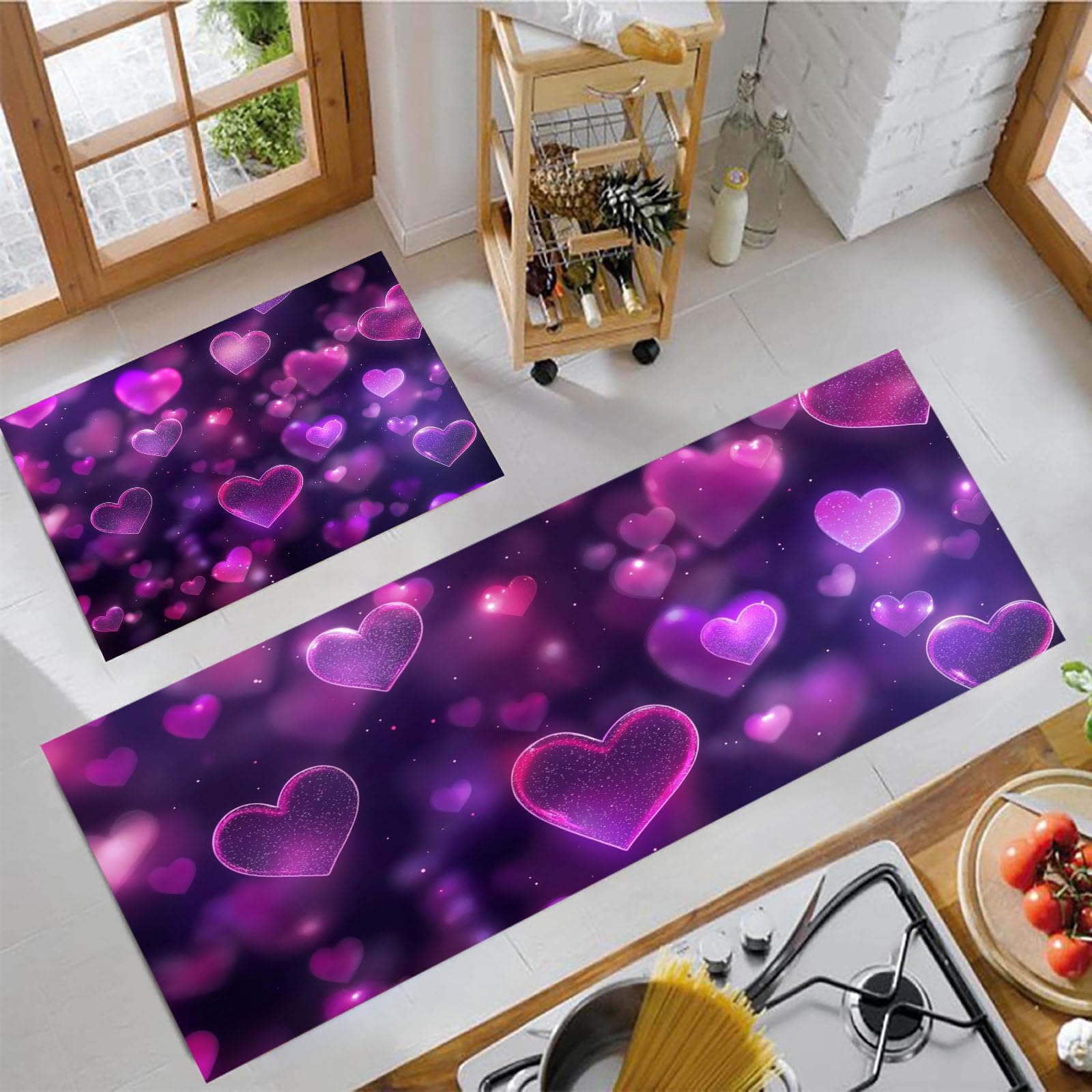 Tapis de cuisine anti-fatigue lot de 2 lavables protège-sol résistant huile pour buanderie