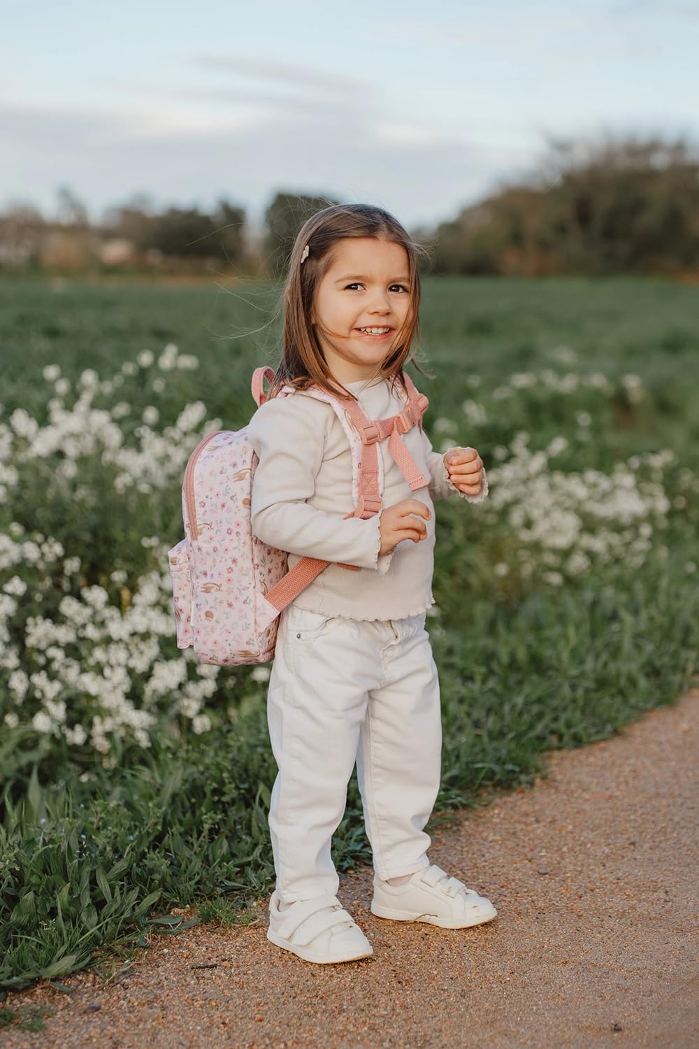 Little Dutch Mochila mochila infantil para niños guardería con correa para el pecho rosa, S, Jardín