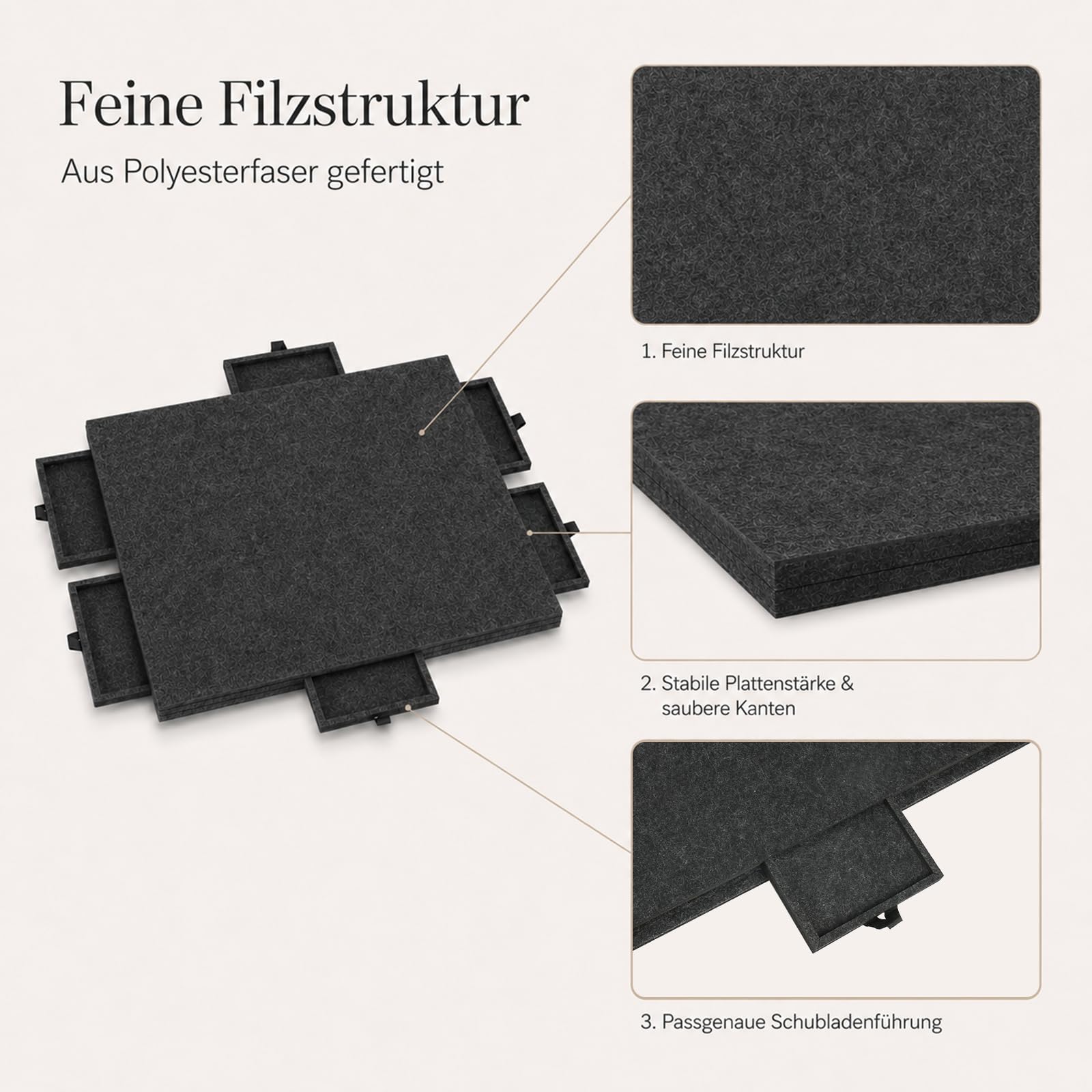 Filz Puzzlebrett Mit 6 Schubladen mit 2-in-1-Ständer und Abdeckung, Faltbarer Puzzletisch für Erwachsene, Tragbare Puzzlebrett für Puzzle bis 1000(Modell mit Schubladen Schwarz)