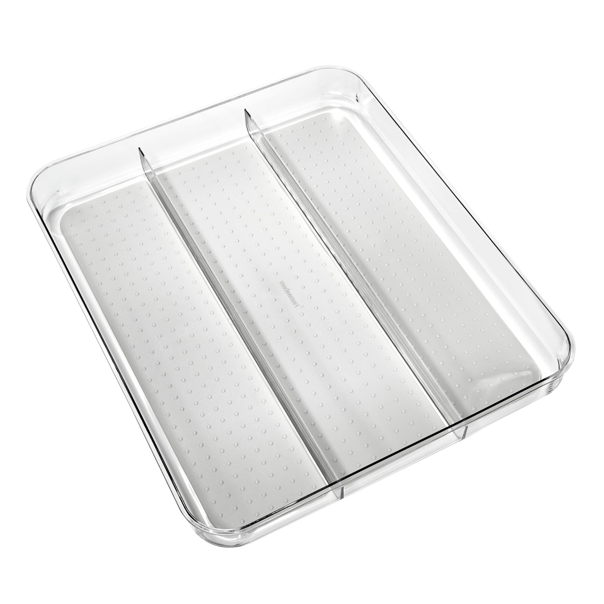 madesmart 96108 Soft Grip Utensil Tray Organizer, Plastic, Clear/Gray