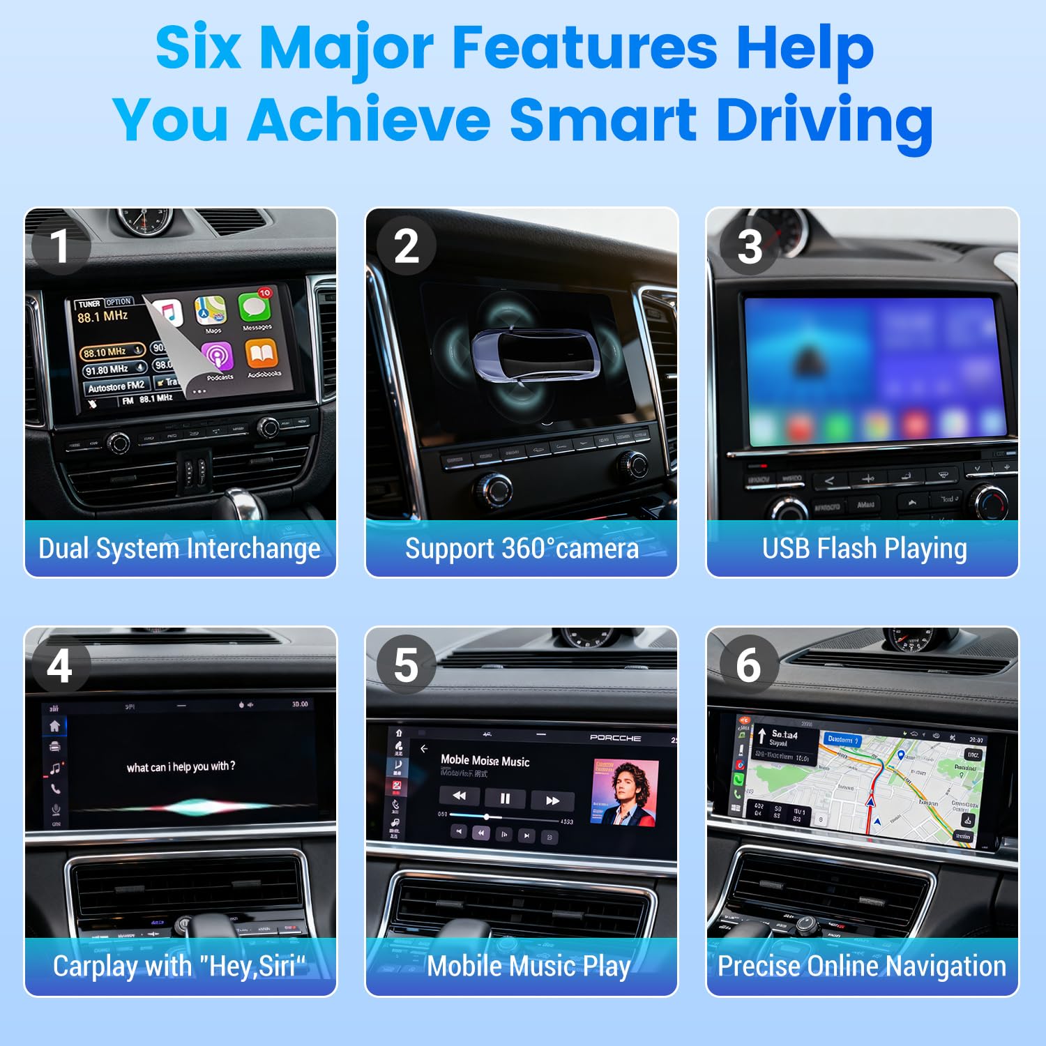 HMYC Module CarPlay sans Fil et Android Auto PCM 3.1 pour Porsche Panamera, Cayenne, Macan, Cayman, Boxster, 911, 718, Compatible avec caméra de recul, MirrorLink et Commandes d’Origine du véhicule