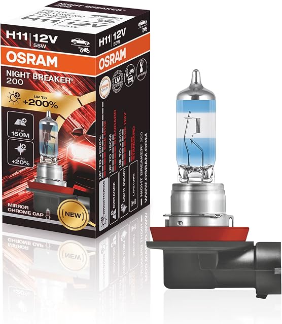 OSRAM NIGHT BREAKER 200, H1, fino al 200% in più di luminosità, lampada alogena per fari, 64211NB200-HCB, auto 12V, scatola pieghevole (1 lampada)
