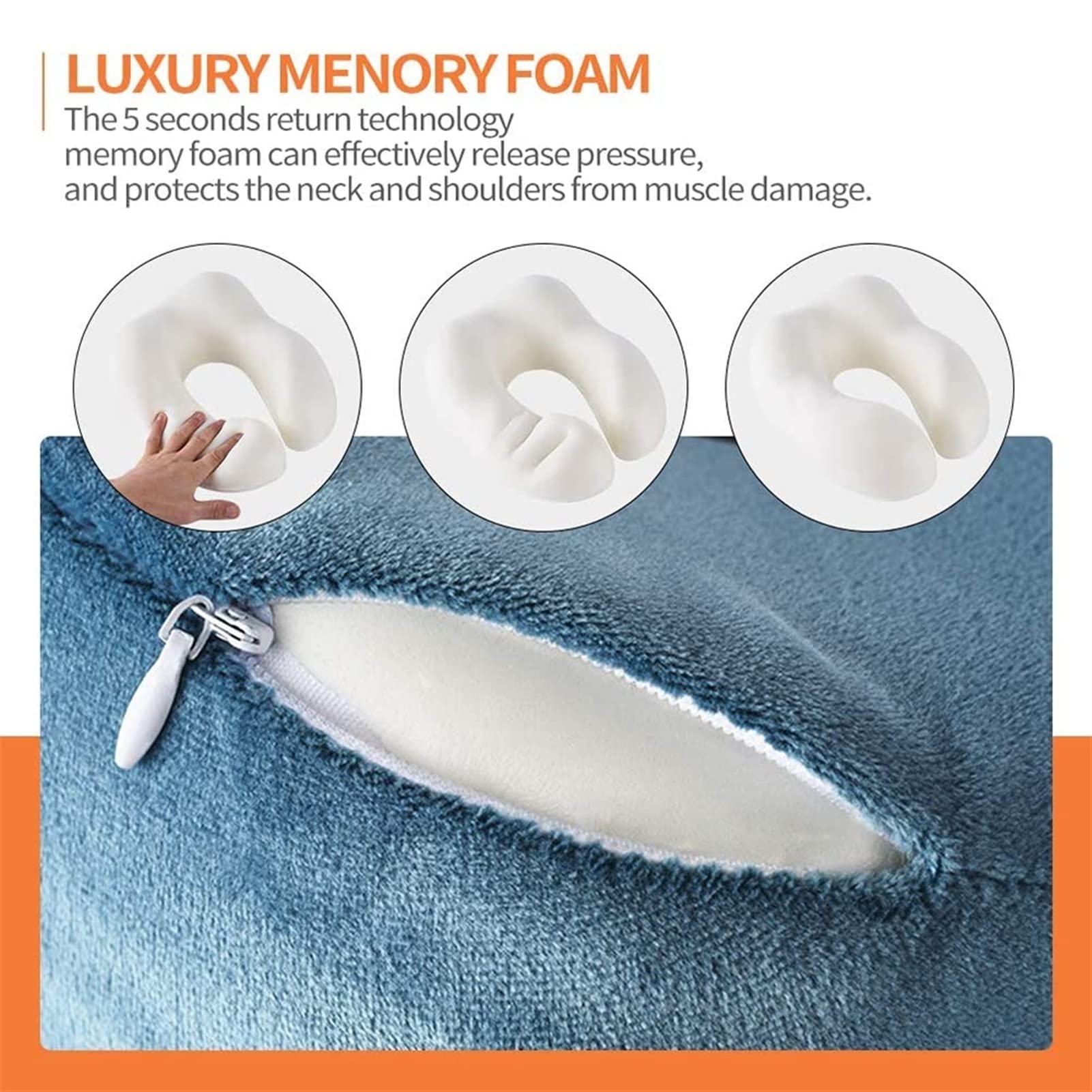 Mostop Cuscino poggiatesta in memory foam per sedili dell'auto, design ergonomico, comodo, per