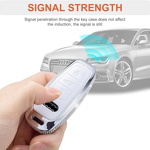 Miniatura 4 de SHANGHONG Compatible con funda para llavero Audi con llavero Modelo 2 blanco