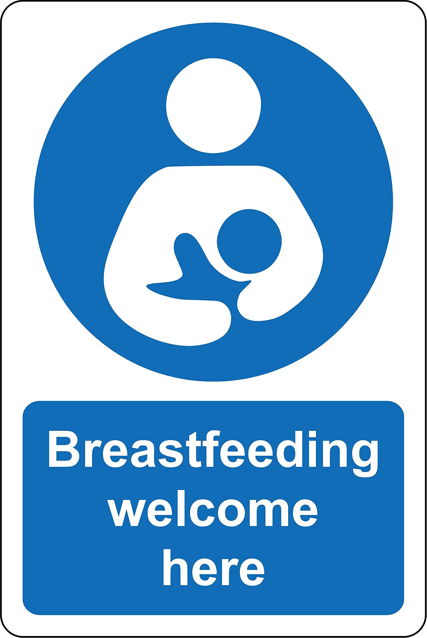 Kpcm Display Ltd Blue Breastfeeding Welcome Here Sign - 1.2Mm Rigid Plastic 200Mm X 150Mm