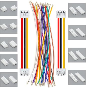 EH 2.54 Pre-Crimped Cable Compatible with JST Mini Micro EH 2.54mm, 22AWG UL1007 PVC Cable 10 Colors, 50cm with 2P 3P 4P 5P 6P 7P 8P 9P 10P Connector Assort for DIY Item KS-EH-50cm