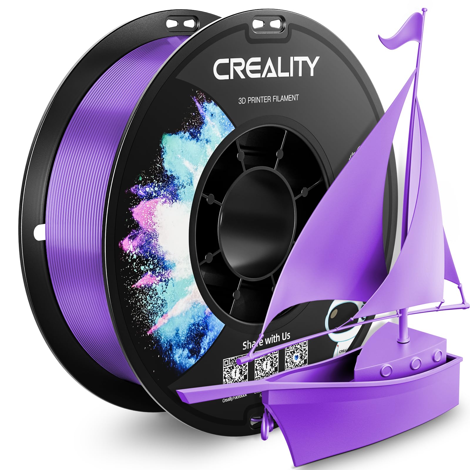 CREALITY PETG Filament 1.75mm 3D Printer Filament, 1kg (2.2lb) Neatly Wound Spool, Dimensional Accuracy ±0.03mm, 2025 Latest Batch, Fit for Ender, Bambu Lab, Anycubic,ELEGOO FDM Printers, Purple