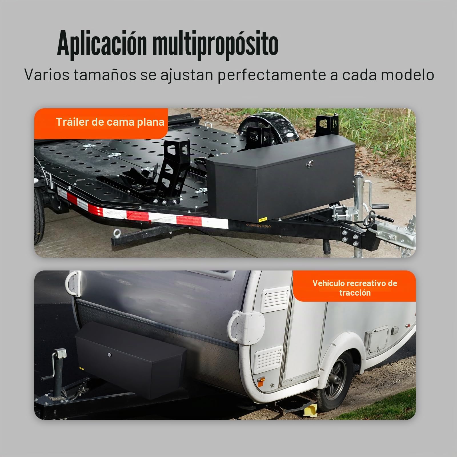 VEVOR Caja de Herramientas para Remolque Caja de Herramientas 914 x 305 x 305 mm para Remolque de Acero al Carbono Resistente con Cerradura y Llaves Resistente a la Intemperie para Mudanzas
