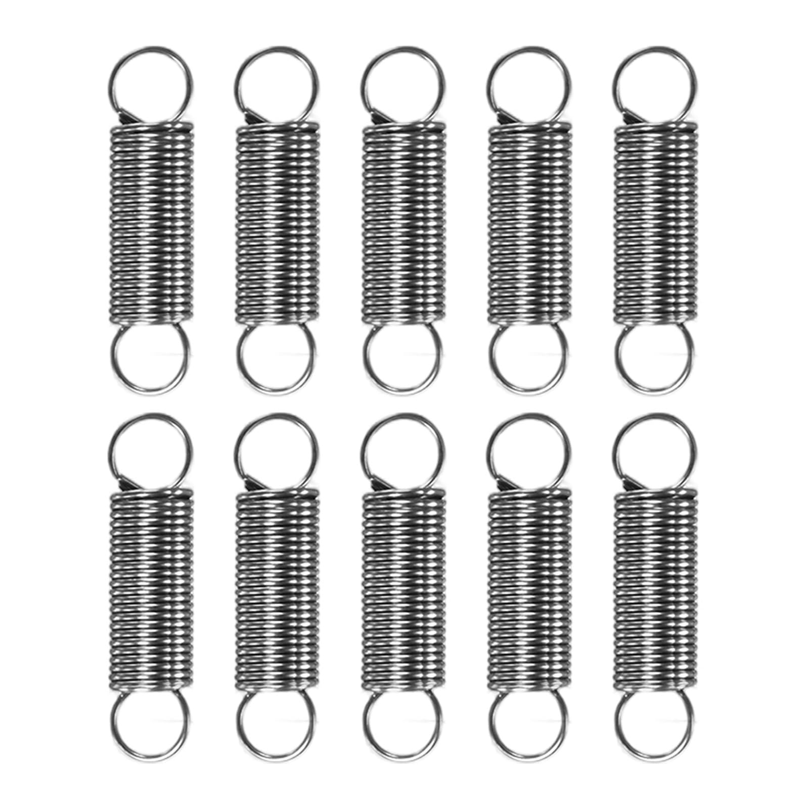 M METERXITY 10-Pack Extension Springs, 25mm Length 6mm OD 304 Stainless Steel Dual Hook Tension Spring for DIY/Garden Tool/Mechanical Repair Replacement [Silver Tone, 0.6mm Wire Size]