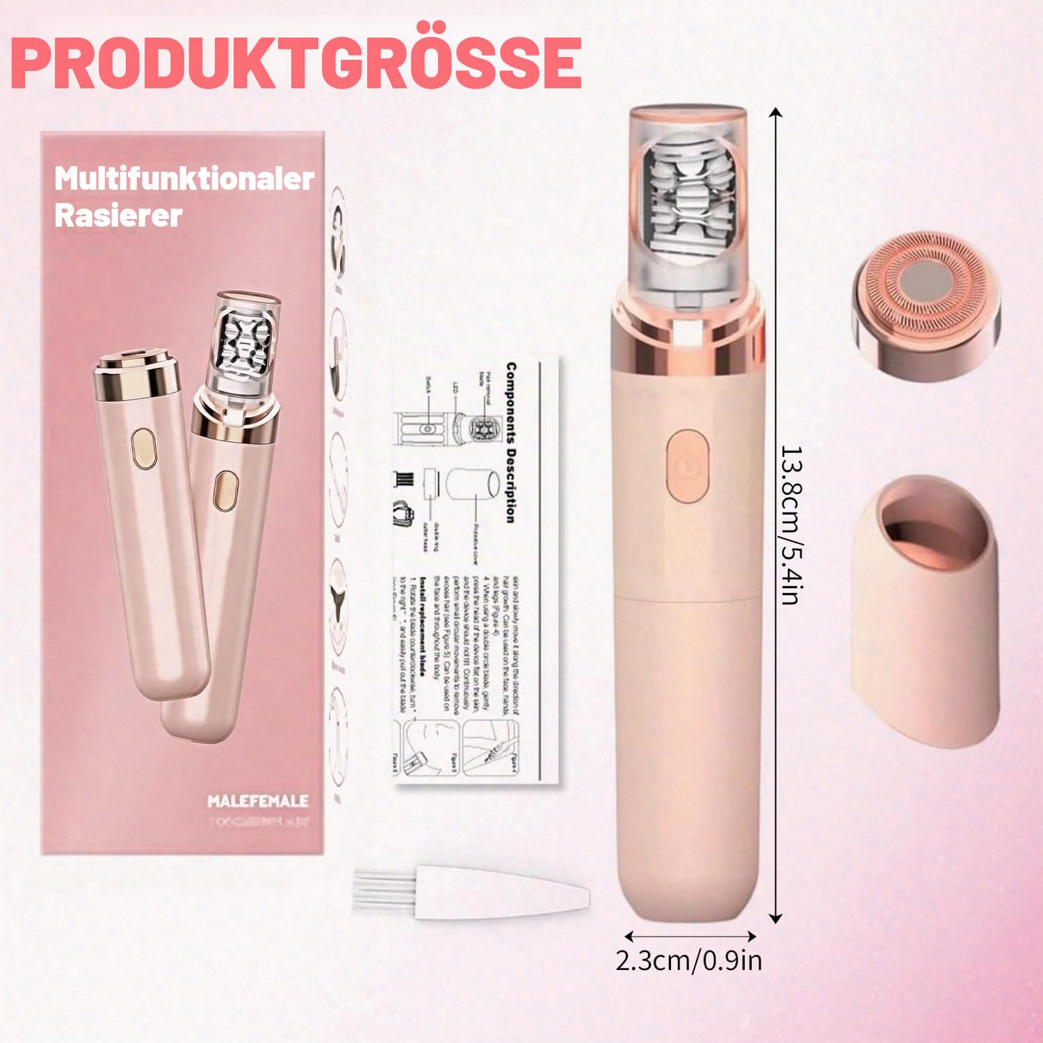 Epilierer Damen Gesicht, 2 in 1 Gesichtshaarentferner für Frauen mit LED-Licht, Kabelloser Elektrischer Gesichtsepilierer Schmerzfreie Wiederaufladbar für Augenbrauen Lippen Kinn Bikinizone