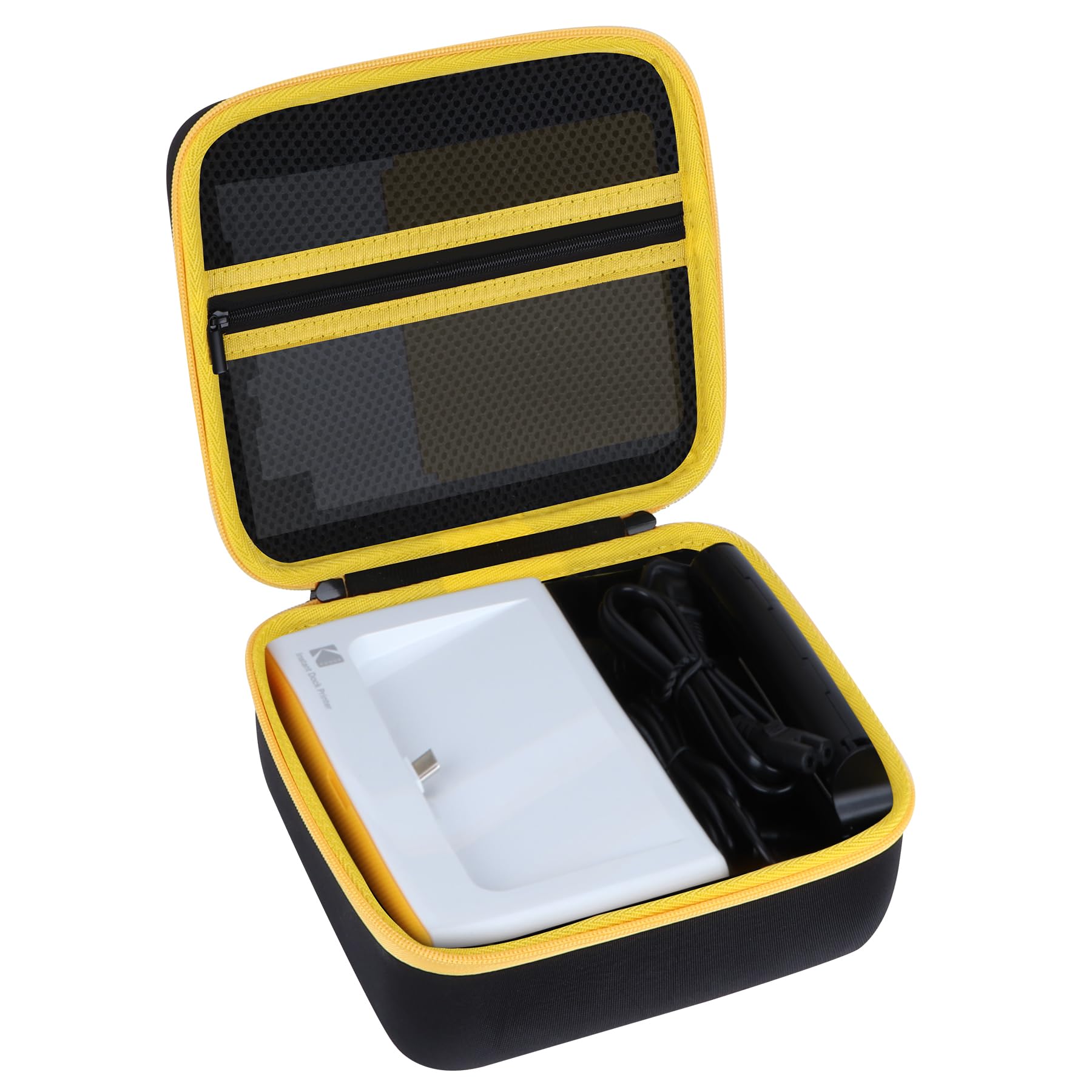 Lebakort Storage Case Compatible with Kodak Dock plus/Dock ERA Plus 4PASS 4x6 Instant Photo Printer (Black+Yellow Case, for Dock Plus)