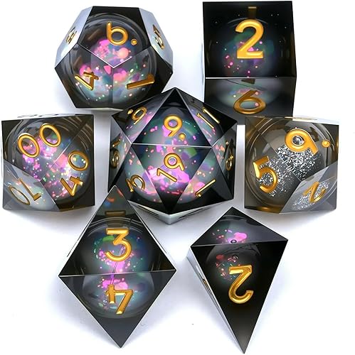 Miniatura 1 de Dungeons and Dragons - Juego de dados de núcleo líquido D&D, juego de dados de resina poliédrica DND, utilizado para juegos de rol, juego de dados