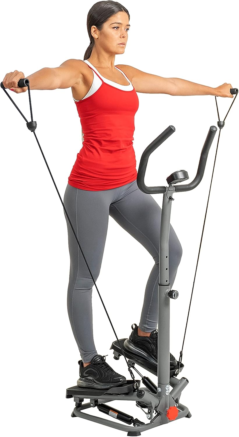 Sunny Health & Fitness Handlebar Fitness Step Machine with Resistance Bands - SF-S020065 : Sports & Outdoors