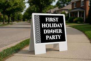 First Holiday Dinner Party Formal Folding Coroplast A-Frame Double Sided 23x23 in. Sign