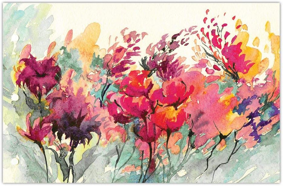 DB Party Studio Paper Table Placemats 25 Pack Gorgeous Watercolor Floral Blooms Disposable Place Mats Bridal Shower Graduation Engagement Parties Event Supplies Kitchen Dining Seating Decor 17" x 11"