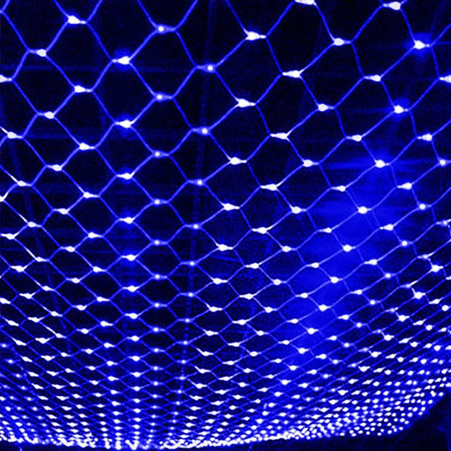 KINGCOO 672LED Lichternetz Lichterkette, Wasserdichte Batteriebetriebene Netzlicht Mesh Lichtervorhang Leuchten für Garten Außen Innen Weihnachten Hochzeit Party Wand Dekor (Blau, 6X4M)
