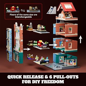 Lumibricks Stadtleben Toy Shop Lighting Clamping Building Blocks House 3086 Pieces Modular Building 2-in-1 Bauhaus & Dollhouse Teenagers & Adults Toy Fans L9100