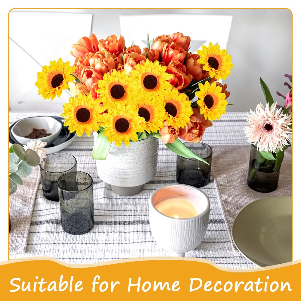 Mocoosy 4 Tournesols Artificiels Bouquets, Faux Tournesols En Soie Avec