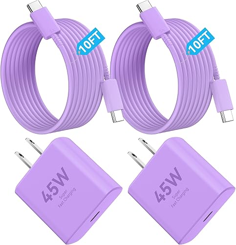 Miniatura 17 de Cargador de teléfono 17 de carga rápida, 45 W súper rápido USB C cargadores bloque con cable tipo C de 10 pies para teléfono 17/17 Pro/17 Pro