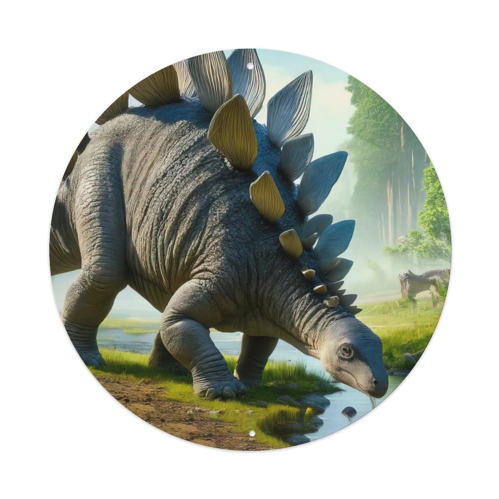 Dinosaur Drinking Stegosaurus Extinct Animals Metal Tin Sign