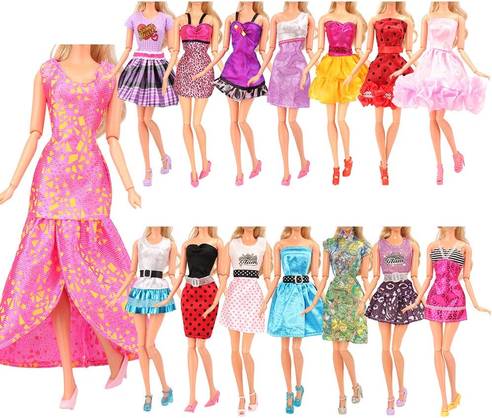 BARWA 12 Pcs Mini Dresses Doll Clothes Accessories for 11.5 Inch Girl Doll