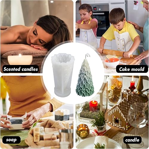 Miniatura 7 de 3 moldes para velas de árbol de Navidad, molde de silicona 3D para manualidades, molde de resina para árbol de pino de Navidad, molde de jabón para