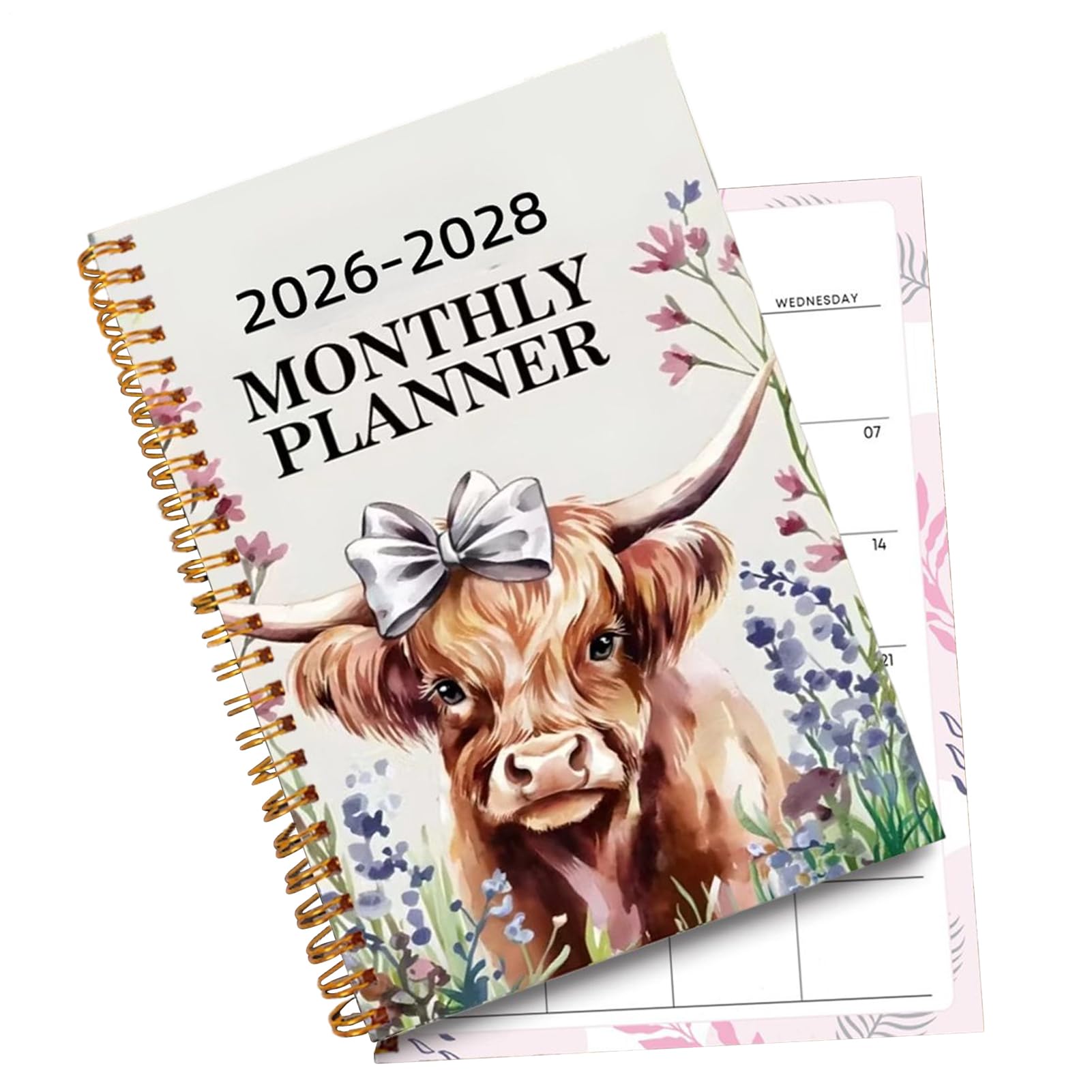 Agenda Triennale 2026-2028 50 Pagine Rilegatura A Taccuino Accademico | Planner Annuale Con Motivo Bovino Per Scrittura Bambini Scuola Casa Ufficio Feste Natale Compleanno