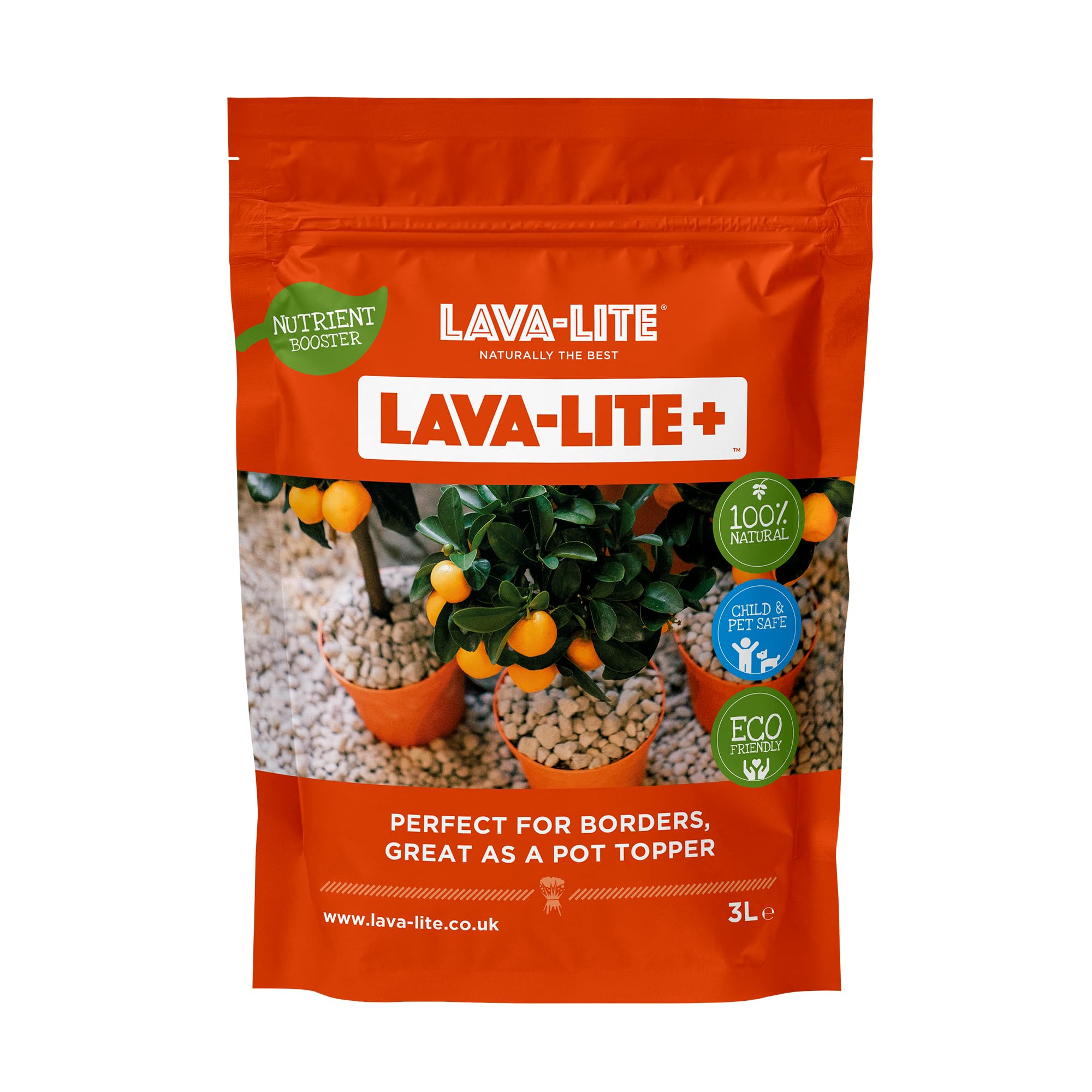 LAVA-LITEPlus|Plant Pot Toppers Stones|Natural Multi-Purpose Stone for Gardens Borders|Retains Moisture|Enhance Your Outdoor Space|Eco-Friendly|3 LTR