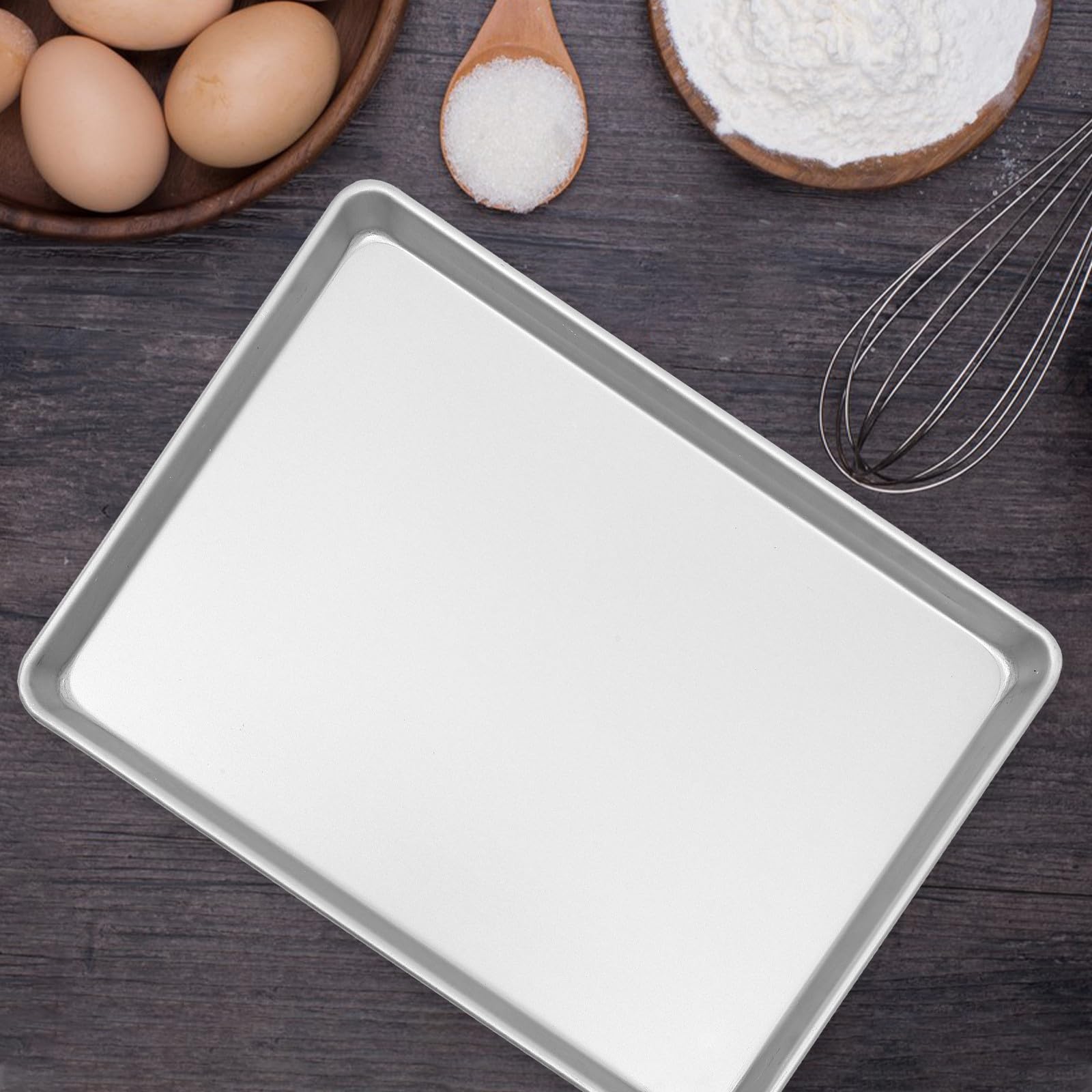 Plaque de Cuisson Rectangulaire Surface Lisse Résistance la Température en Alliage D'aluminium Argenté pour Rôtir et Pâtisserie Cuisine
