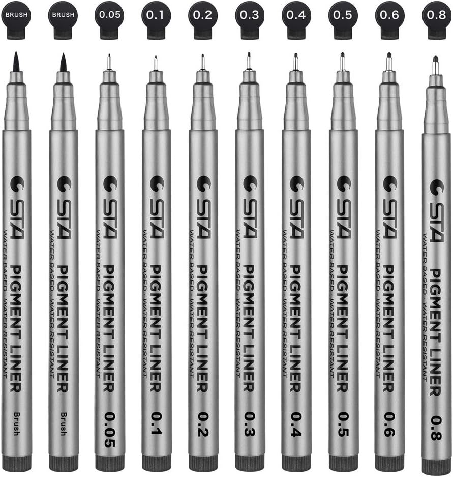 Precision Black Micro Pen - Waterproof Archival ink, For Multiliner - Sketching, Anime, Illustration, Technical Drawing, Office Documents&Scrapbooking, 10Pcs/Set