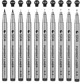 Precision Black Micro-Liner Fineliner Ink Pens - Waterproof Archival ink Fine Point Micro Pen, Multiliner - Sketching, Anime, Illustration, Technical Drawing, Office Documents&Scrapbooking, 10Pcs/Set